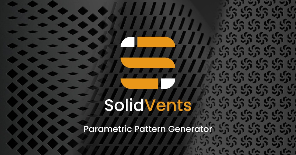 Parametric speaker grille hole pattern designed in SolidVents, with a size gradient across the panel